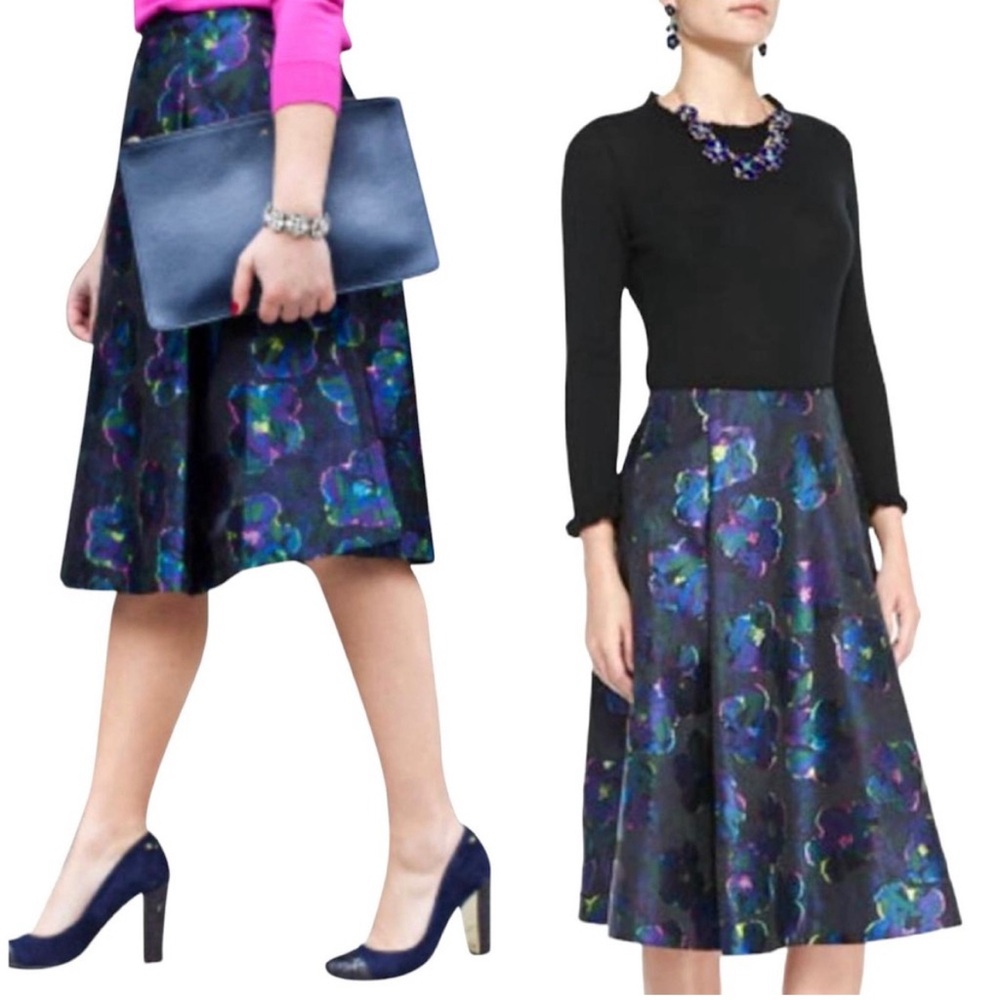 KATE SPADE NEW YORK Purple & Blue Green Floral Print Skirt – Size 8